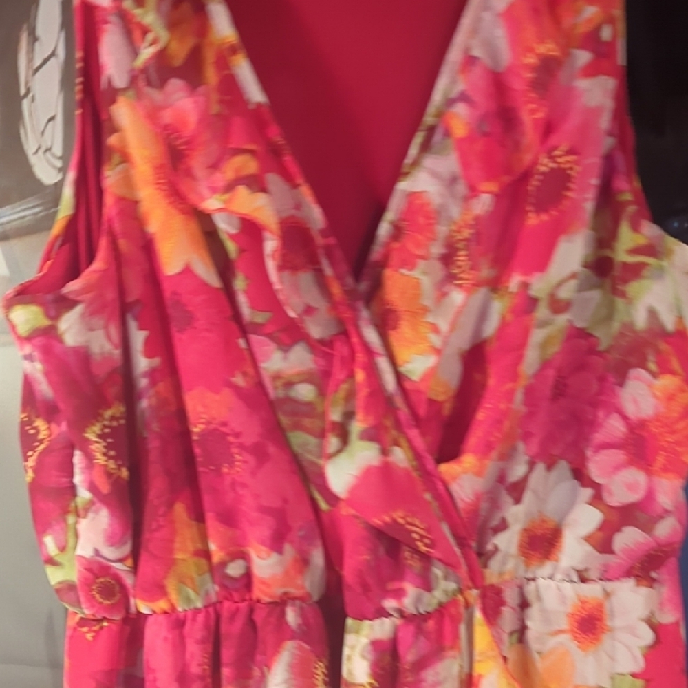 Ashley Stewart Floral Maxi Dress - Pink and Orange Size 24
